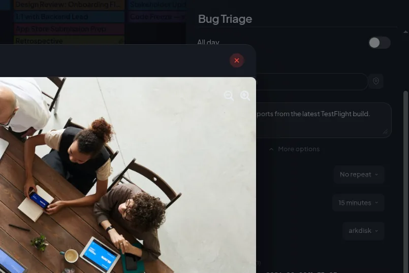 arkCalendar — image attachments for events