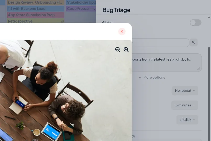 arkCalendar — image attachments for events