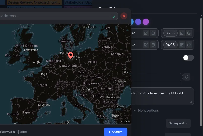 arkCalendar — geolocation with OpenMaps