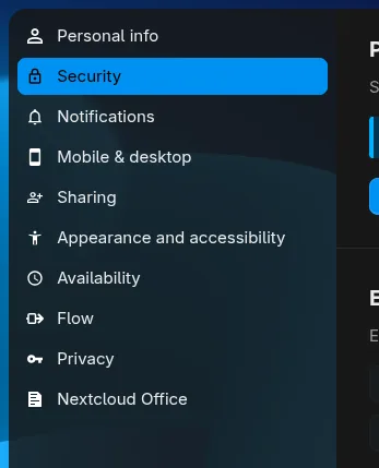 Nextcloud Postavke — korak 2
