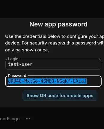 Nextcloud — generirana lozinka